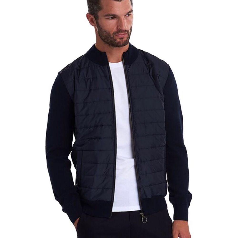 Barbour Carn Baffle Zip-Thru Sweater - Navy